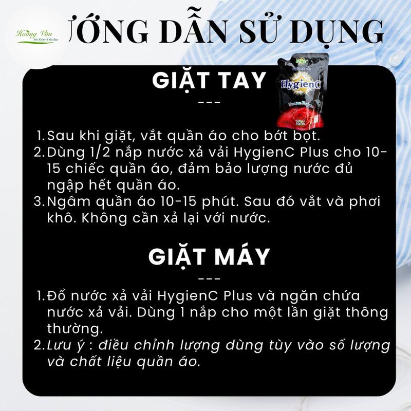 Bộ 02 Túi Nước xả vải HygienC Plus hương nước hoa giúp Làm Sạch xả thơm mềm vải quần áo- Dung tích 200 ml 4