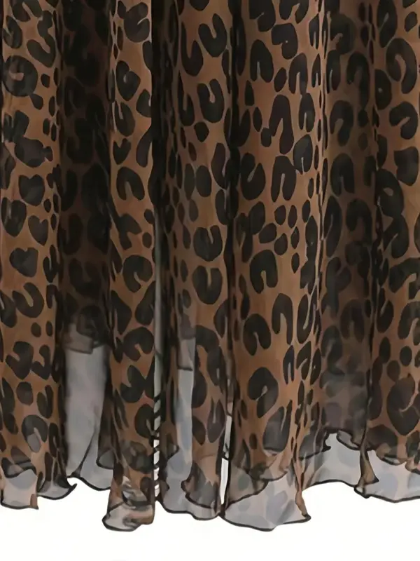 Women's Leopard Print Tulle Skirt, Elegant Fashion Casual A Line Skirt for Daily Outdoor Wear, Women Bottoms for All Seasons 4