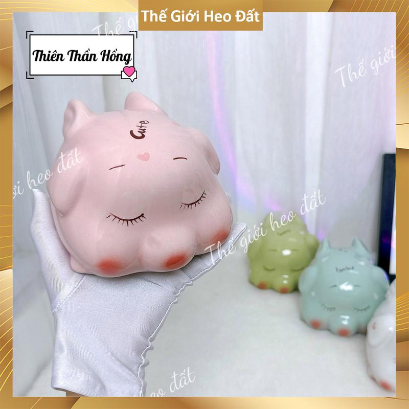 Heo đất tiết kiệm hình thiên thần lỗ tròn mini cute men sứ, ống con lợn size nhỏ dễ thương