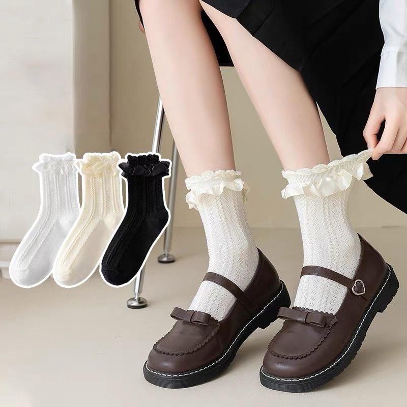 Tất vớ cổ cao viền bèo phong cách lolita dễ thương A14