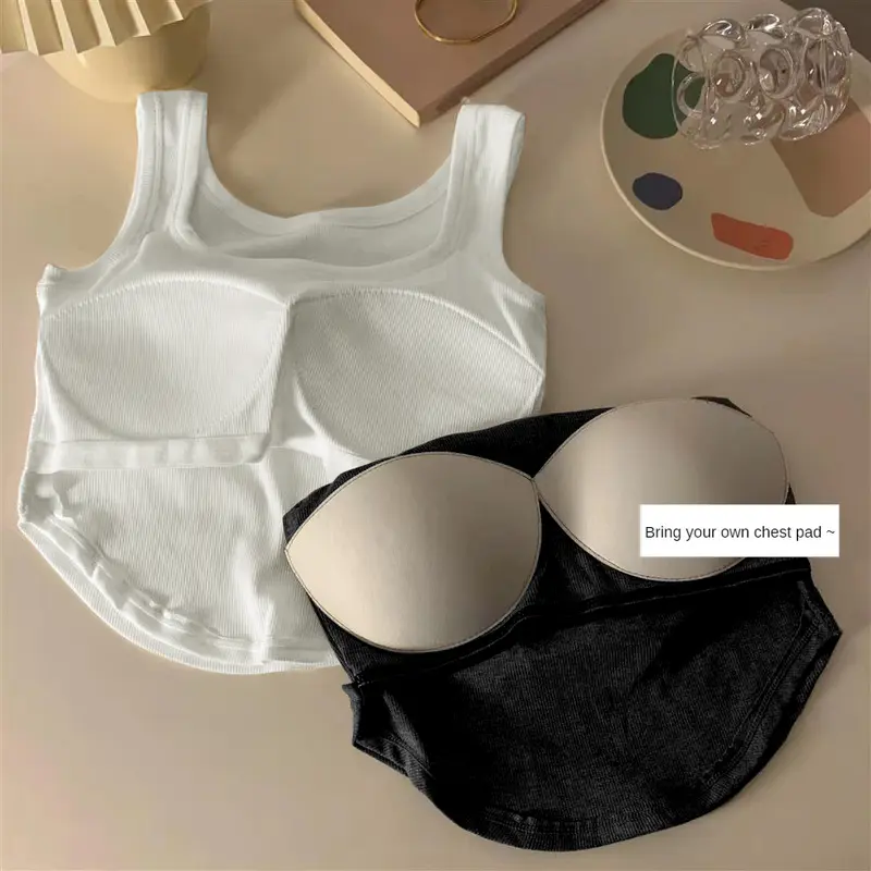 Áo Yếm, Thời Trang Đơn Giản, Có Đệm Áo Ngực, Áo Crop Top Hàng Ngày, Mềm Mại Và Thoải Mái, Áo Nữ, Áo Vest Không Dây, Thích Hợp Cho Bé Gái Mặc Hàng Ngày, Áo 2