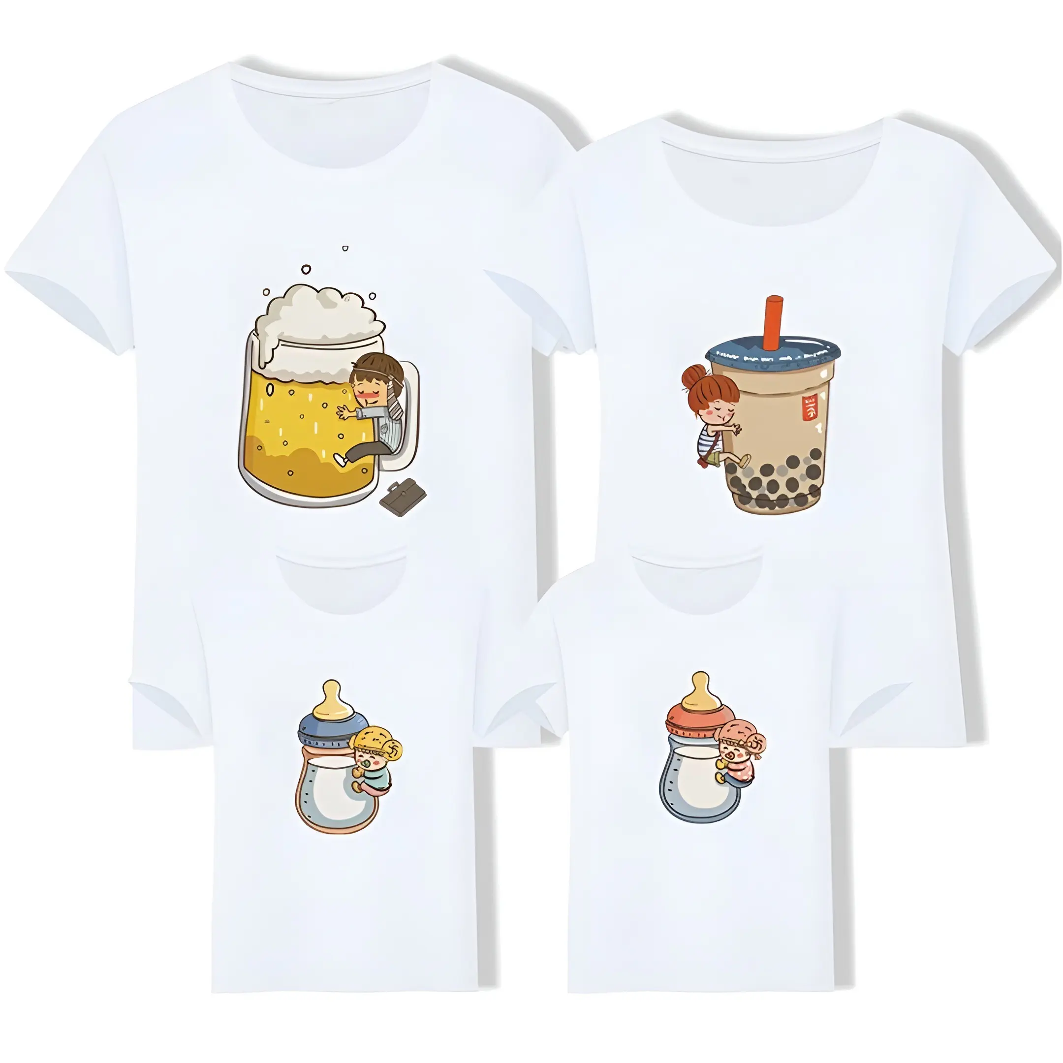 Áo gia đình họa tiết Trà Sữa Bình Sữa chất cotton mềm mại cho cả nhà đi chơi, đi biển, ở nhà mát mẻ AGD001 Nữ Top