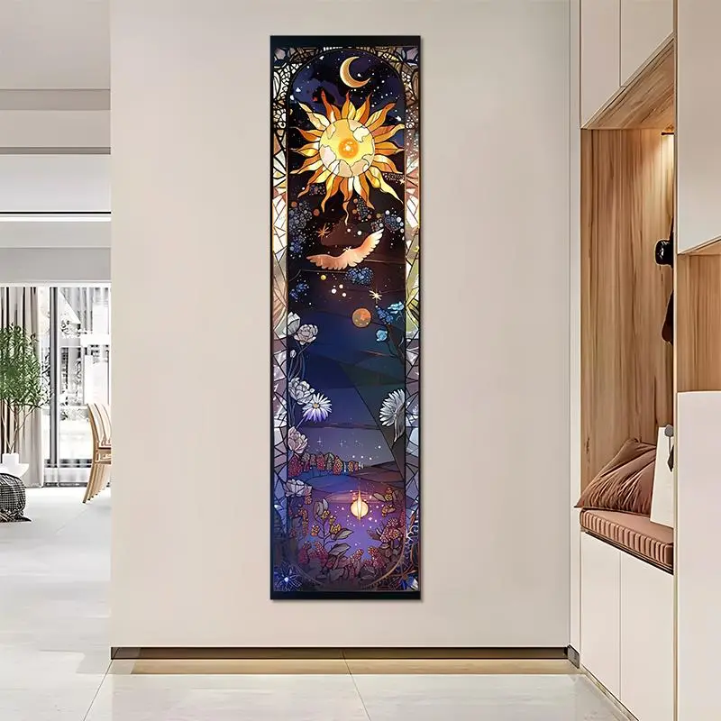 Moon & Starry Sky Pattern Tapestry, 2 Counts/set Aesthetic Art Vertical Tapestry, Wall Hanging for Home Dorm Decor, Perfect Gift for Friends 5