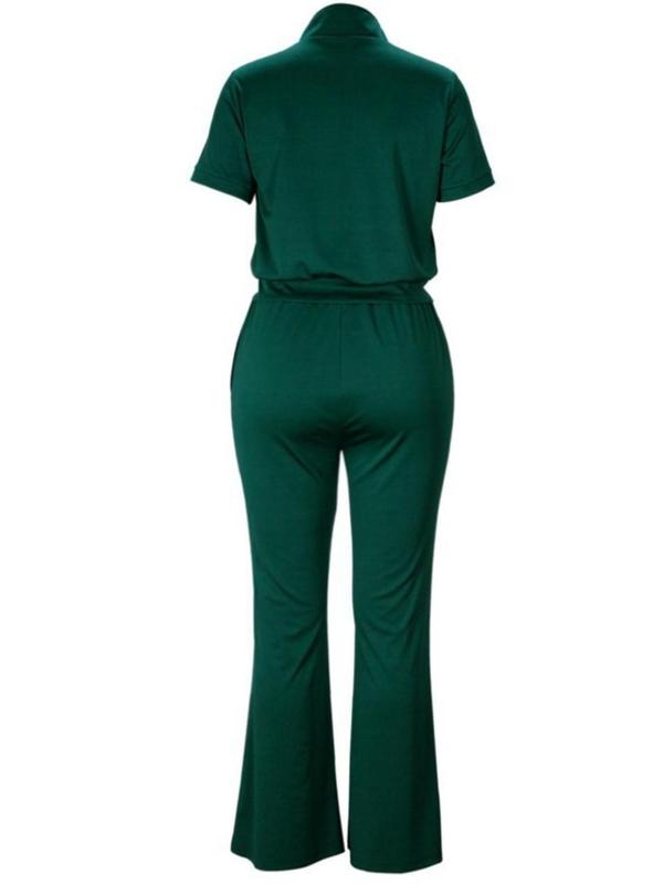 lovelywholesale Women's Plain Co-ord Set, Casual Zip Up Top & Drawstring Flare Leg Pants, Chav Sets, Summer Outfits 2024, Curvy Holiday Outfits 2024 4
