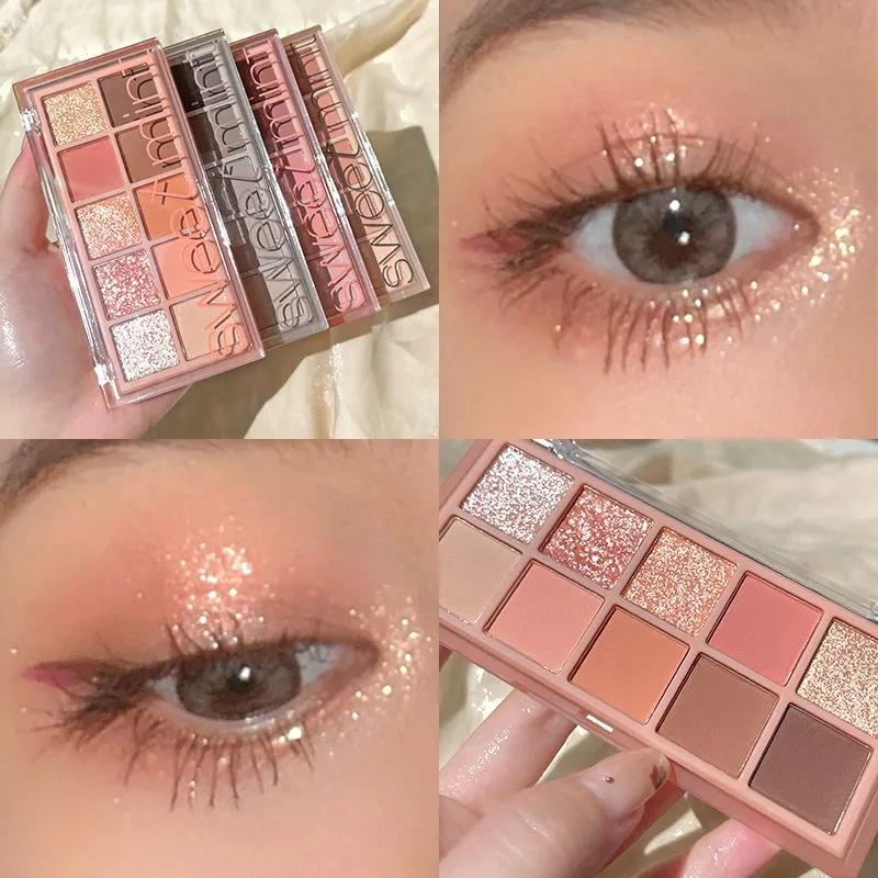 Bộ Bảng Phấn Mắt Lì Sáng Bóng, Bạc Hà Ngọt Ngào 10 Màu, Bảng Phấn Mắt Sắc Tố Lấp Lánh, Phấn Mắt Lung Linh Sáng Bóng Kim Cương Kim Loại Không Thấm Nước, Mỹ Phẩm Trang Điểm Mắt