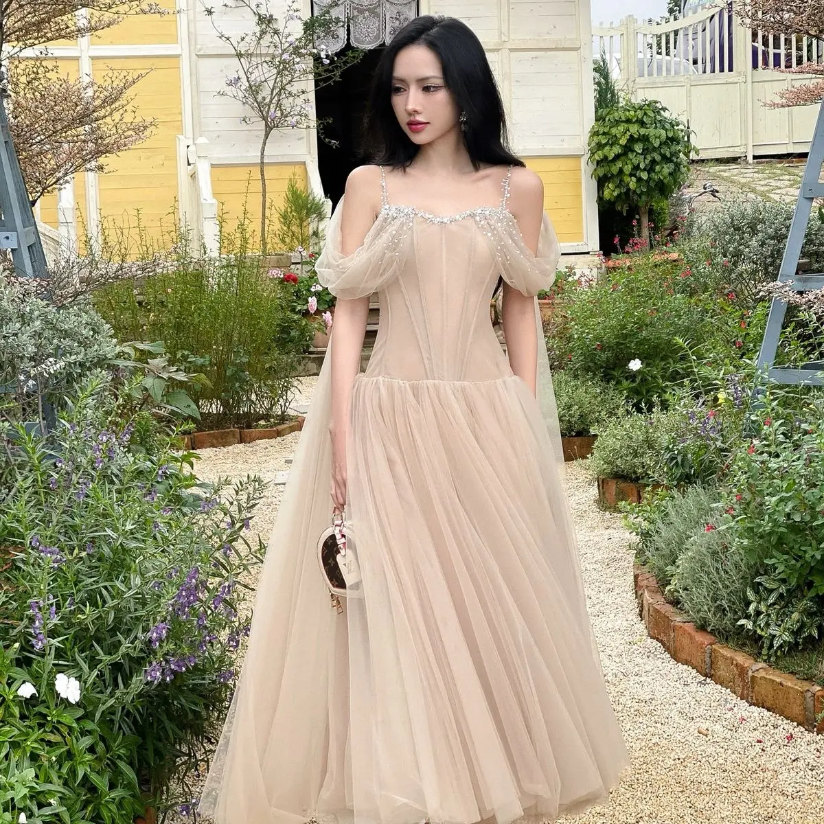 JOSEPHINE - Cateline dress - xám xanh/ hồng/ nâu - phù hợp cho party
