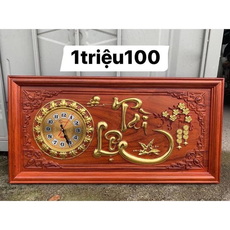  Tranh đồng hồ gỗ Hương đỏ nam phi cao cấp mẫu TÀI LỘC VIP KT: 81x41cm 