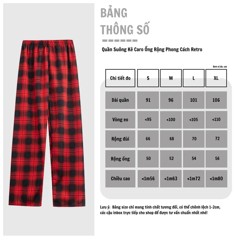 [SARA] Quần Suông Kẻ Caro Ống Rộng Phong Cách Retro Nữ Women Pants Summer 2025 Mã: TD049 1