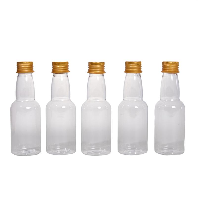 Product Introduction of 5Pcs 60ml Mini Clear PET Refillable Small Wine Bottles For Party Wedding Liquor Bottles With Leak Proof Screw Lid 27