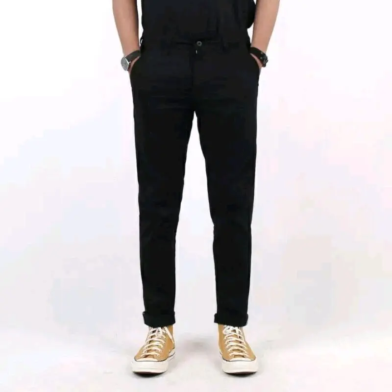 Celana Chinos Panjang Slim-Fitting Premium Abu Cream Hitam Moka Combed Slimfit Tebal Nyaman Katun Ankle Kain Pria Stretch Melar Casual Keren - Skinny 2