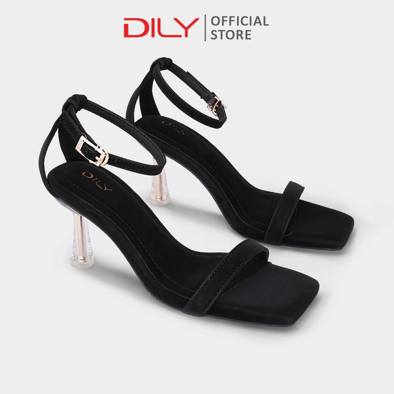 Giày sandal nữ DILY quai mảnh tôn chân, sandal cao gót gót trong suốt ánh vàng cao 7cm DL0526