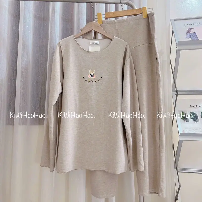 Bộ Đồ Bầu Mặc Nhà Thu Đông Tăm Len Thỏ Hottrend 3