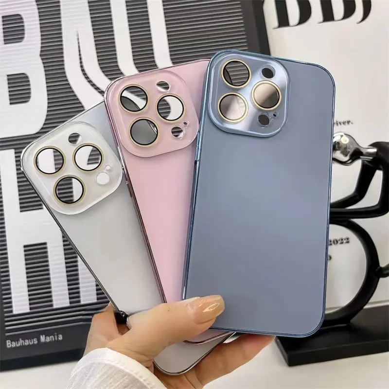 Ốp Điện Thoại Kính Nhám Chính Hãng Thiết Kế Sang Trọng, Tương Thích Với iPhone 15 Pro Max, 11, 12, 13, 14 Pro Max, 14, 15 Plus, Ốp Chống Sốc PC Mạ, Có Bảo Vệ Màng Ống Kính Ốp Lưng Cứng Phụ Kiện 8
