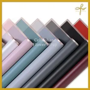 Kertas Buket Gold Line Transparant Color Cellophane Flower Wrapping