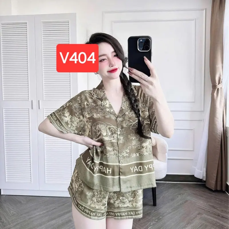 (40-70kg) Đồ bộ pijama tay cộc quần cộc Luckyday lụa latin thiết kế mới dễ thương, pijama nữ, đồ bộ pizama lụa latin mềm mịn 4