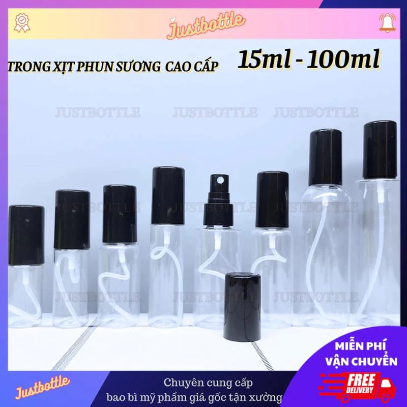 COMBO 2 5 VÀ 1 Chai Nhựa Phun Sương Xi Mạ 15Ml 20Ml 30Ml 50Ml 100Ml Trong Loại Nắp Đậy Đen Cao Cấp - Vỏ Lọ Bình Xịt Nước Hoa Thơm Khoáng Dung Dịch Chiết Mỹ Phẩm Mĩ Phẩm Giá Rẻ Nhựa Dày Mới Trắng Trong Không Trầy