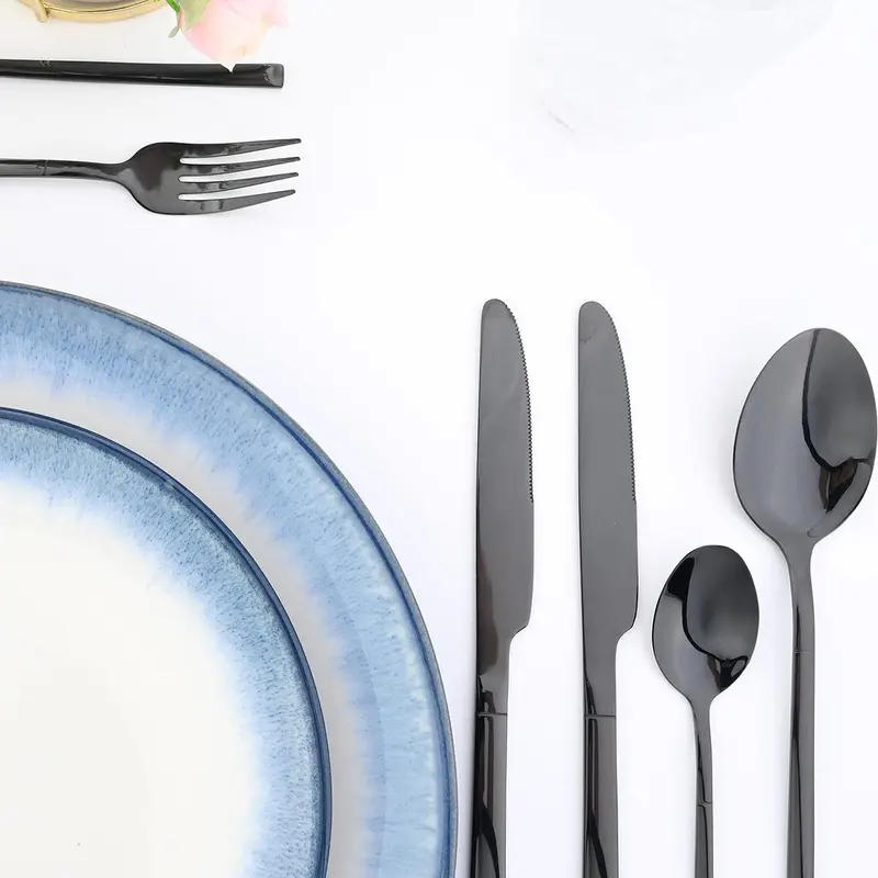 Stainless Steel Cutlery Set (24pcs/set), Including Knives, Forks & Spoons, Tableware Set for Home Kitchen Dining Room, Utensils, Kitchenware 5