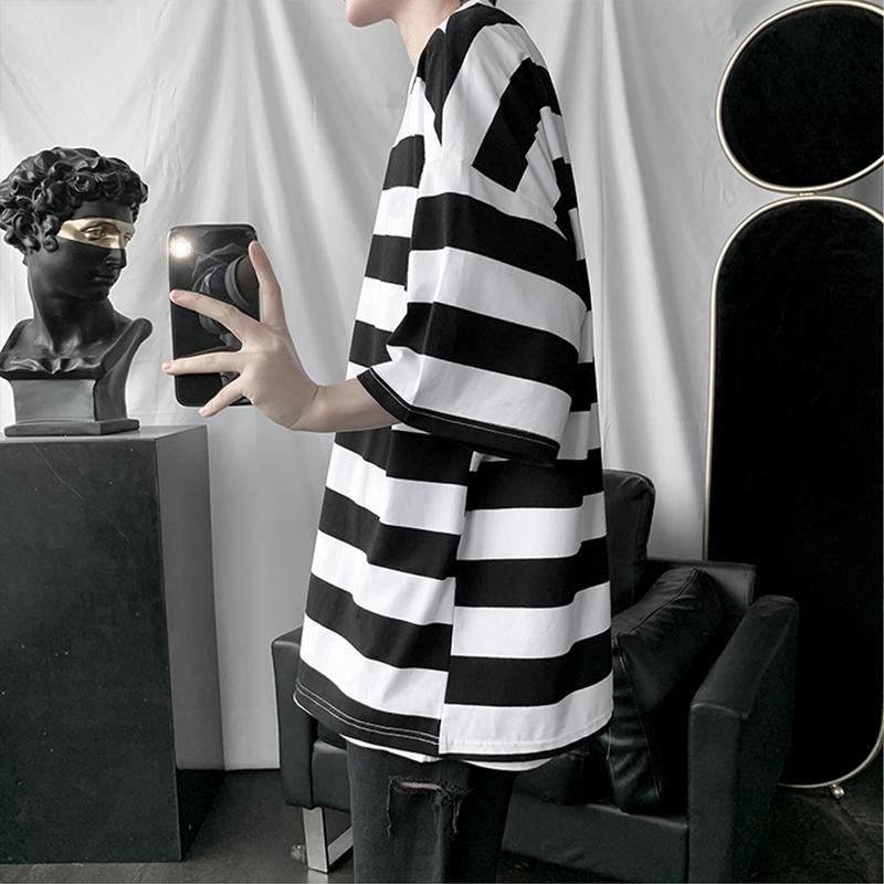 Product Introduction of Vintage striped T-shirt men's clothing Korean-style comfortable fine cloth fashion unisex clothes 17
