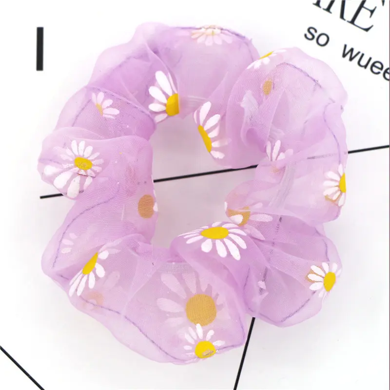 Dây Cao Su Scrunchies, Dây Thừng, Đàn Hồi, Cho Bé Gái Và Bạn Bè, Dây Buộc Tóc Đuôi Ngựa, Hoa Cúc Vàng, Lưới Mỏng, Dây Buộc Tóc, Dây Buộc Tóc, Phụ Kiện, quà tặng, bữa tiệc 0