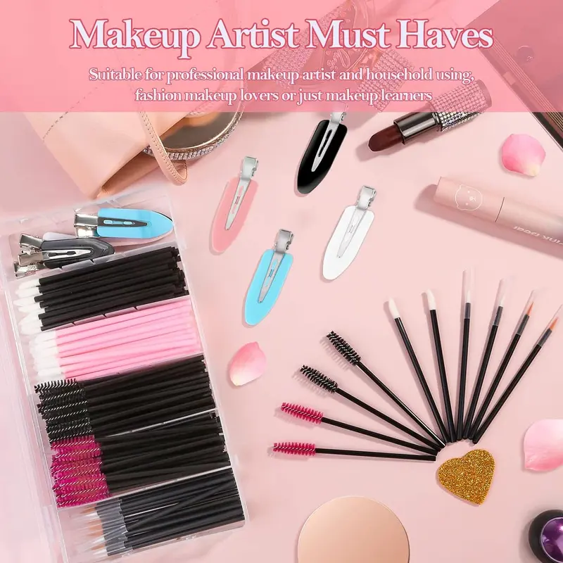 Mixed Styles Disposable Makeup Tool Set, 234pcs Makeup Tool Including Mascara Wands Eyebrow Brushes, Lip Brushes, Hair Clips, Fashion Makeup Tools for Women 3