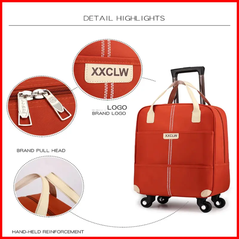 Vali du lịch 20inch CÓ BÁNH XE TAY KÉO  tặng kèm túi xách XXCLW - vali kéo 20inch Kem 1