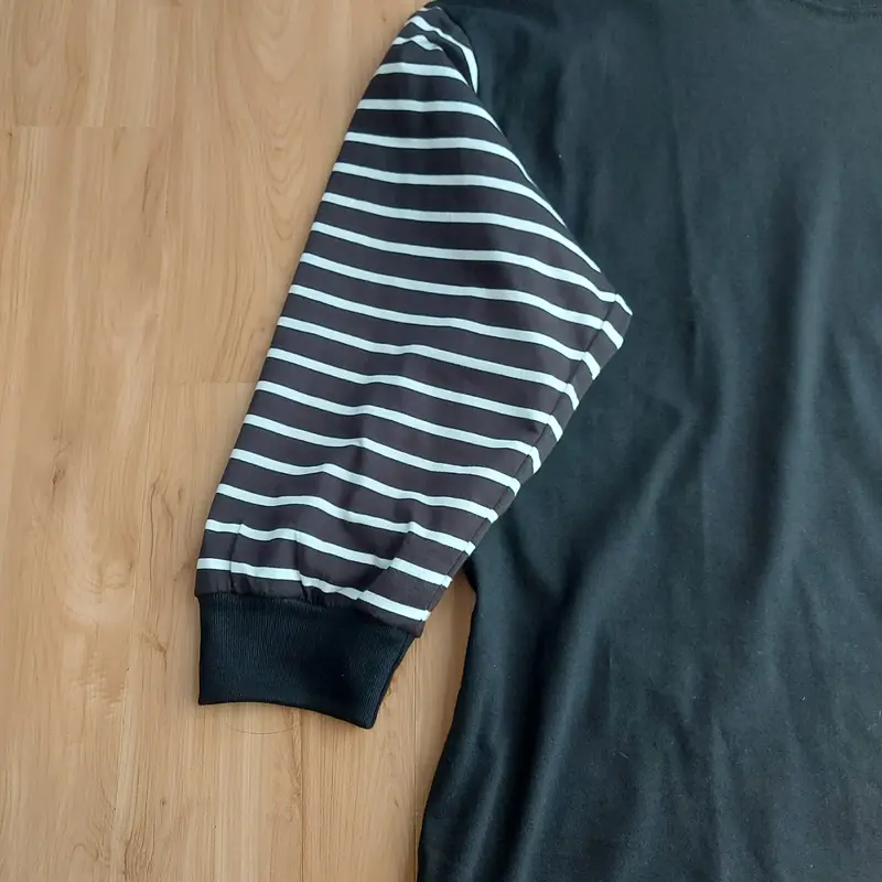 XVLORE Kaos atasan lengan panjang  Wanita PREMIUM OverSize Polos  tangan Stripe salur REAL PICT nyaman Baju Basic Katun combed Simple Distro 1