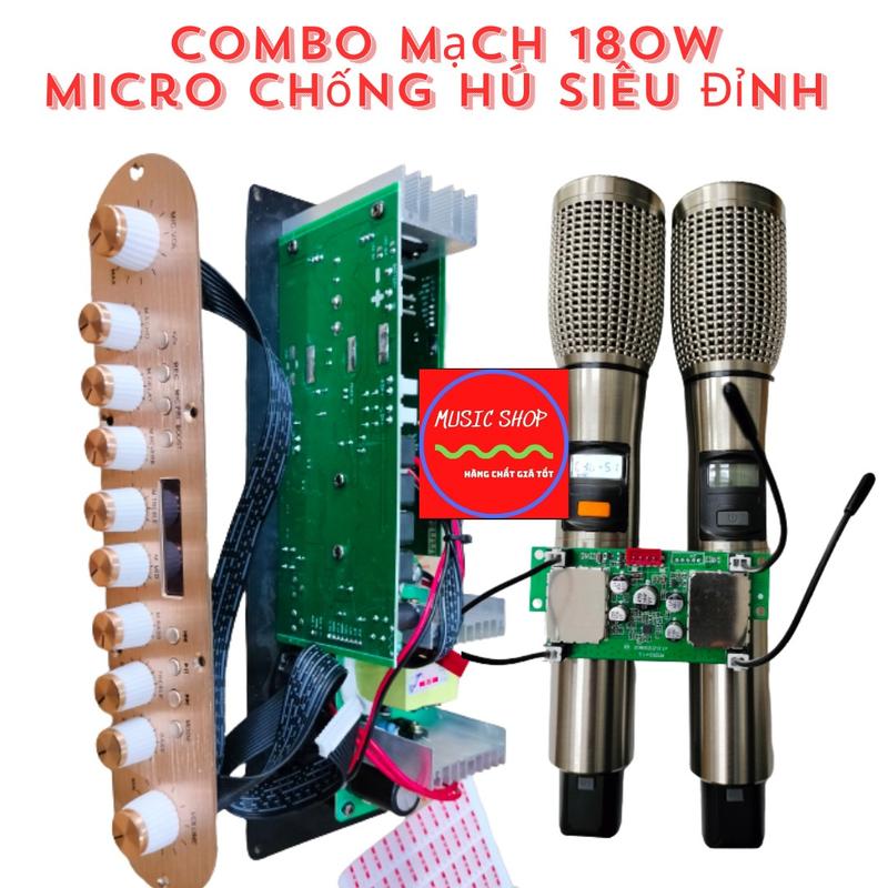 Combo mạch loa kéo xách tay 180w và micro cao cấp chống hú full kim loại tiếng hay sóng khỏe hát karaoke cực hay