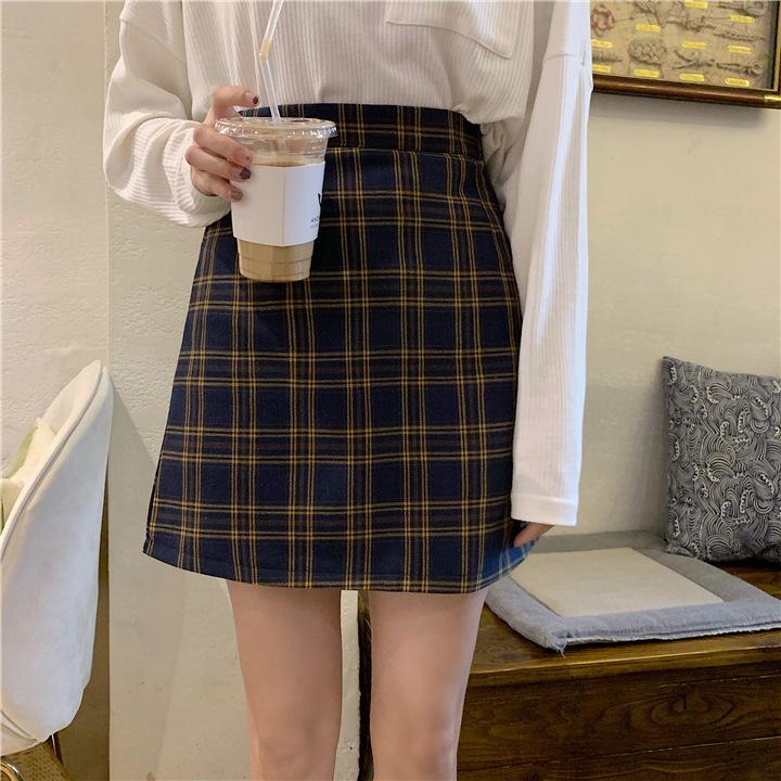 Product Introduction of Season Plaid Skirt Women's High Waist Trendy Women's Students' Skirt Package Hip Skirt 12