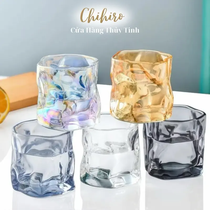Bộ 6 Ly Thủy Tinh Xoắn 200ml, Ly Uống Rượu Cao Cấp, Ly Uống Whisky, Cocktail- Chihirostore.decor