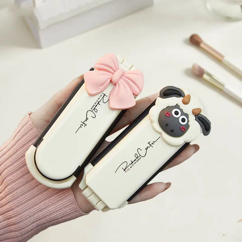 [HOT] Lược gấp gọn kèm gương hình cừu, lược  gỡ rối tóc bỏ túi , lược chải tóc con cừu