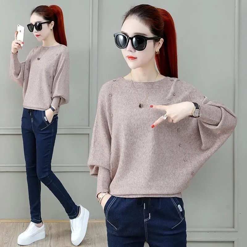 Áo Len Nữ, Trang Phục Dáng Rộng Rãi, Hàng Mới Về, Phong Cách Phương Tây, Đồ Len, Dài Tay, Áo Sơ Mi Dơi Nữ, Áo Cánh, Dành Cho Nữ