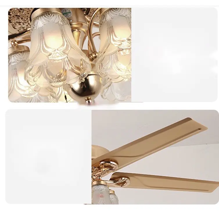 Quạt Trần 581P Cánh Đèn Chùm [ Có Dây Cáp An Toàn] Chạy 6 Cấp Độ Gió, Có 5 chao đèn, Có Điều Khiển, Động Cơ Lõi Đồng, phù hợp mọi không gian 1