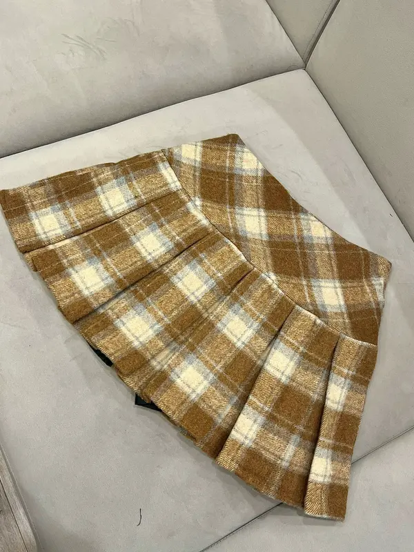 CHÂN VÁY DẠ KARO XẾP LY BẢN CẠP CAO TÔN VÒNG 3 CHE KHUYẾT ĐIỂM TỐT DỊP noel Women Nữ 7