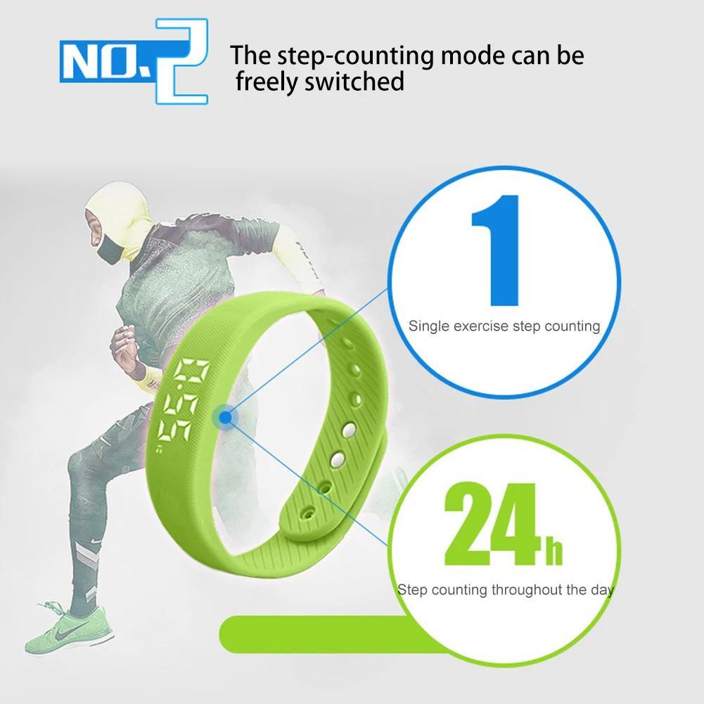 LED Digital Smart Bracelet Waterproof Smart Clock Smartband Vibration Alarm Reminder with Running Pedometer Monitor Smart Band - Image 5