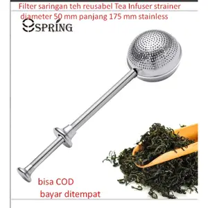 Filter saringan teh reusabel Tea Infuser strainer diameter 50 mm panjang 175 mm stainless