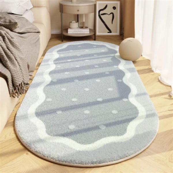Thảm Đầu Giường Phòng Ngủ Chính, Phong Cách Kem, Hình Dạng Bất Đối Xứng Làm Bằng Cashmere, Thảm Trải Sàn, Có Thể Giặt Bằng Máy, Thích Hợp Cho Phòng Khách, Bàn Sofa Và Thảm 6