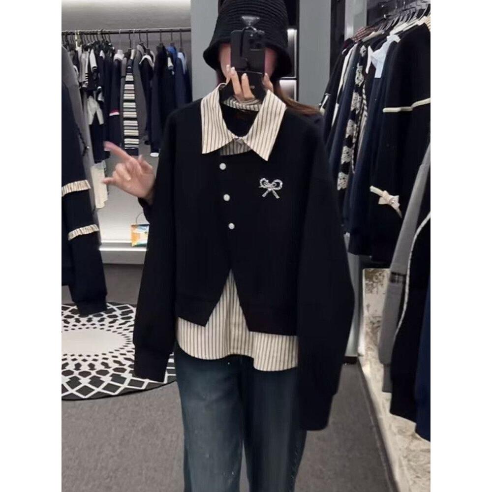 CHICMORE Kemeja lengan panjang dengan desain fashion dan efek dua potong