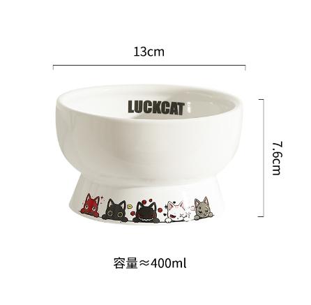 Bát ăn chống gù cho mèo, bát ăn LUCKYCAT dễ thương, bằng sứ tráng men cao cấp 4