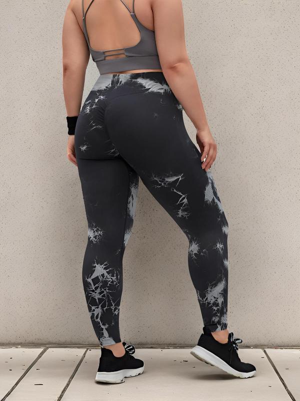 Plus Tie Dye Print High Waist Leggings, Casual Comfy Breathable Seamless Skinny Pants for Outdoor Daily Wear, Women's Bottoms for All Seasons 2