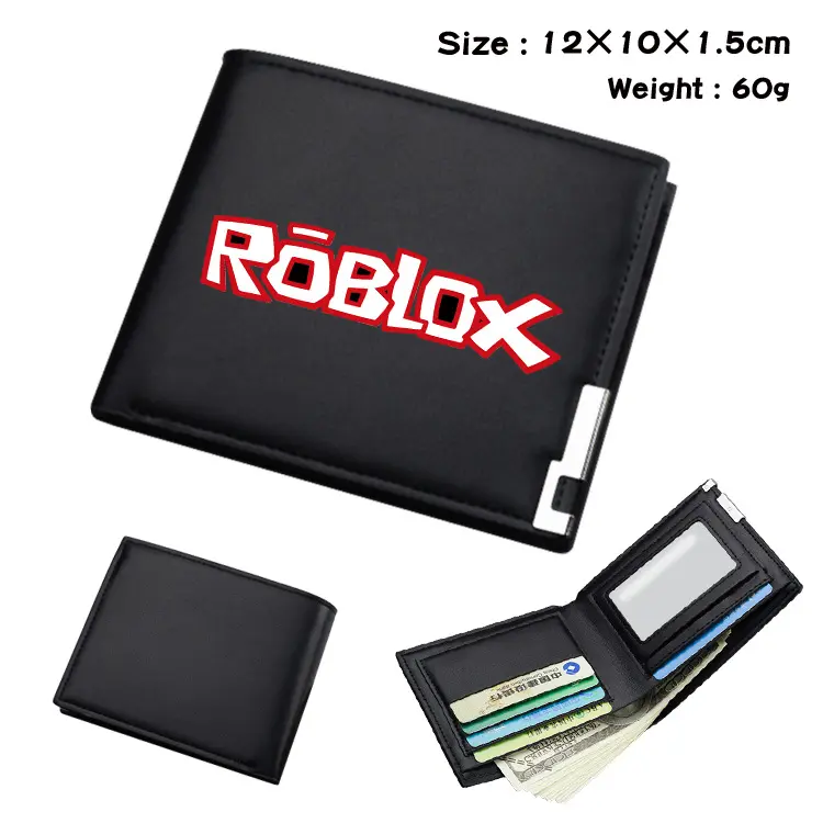 Roblox Game Cartoon Student PU Folding Wallet Children's Short Black Wallet