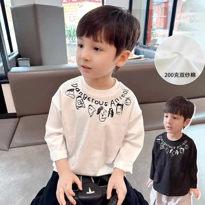 Áo Thun Cotton Dài Tay In Họa Tiết Sành Điệu Cho Bé Trai, Thân Thiện Với Làn Da, Thoáng Khí, Mềm Mại Và Thoải Mái, Thích Hợp Cho Quần Áo Trẻ Em Mới Mùa Thu 2024, Cho Trẻ Lớn Hơn 0