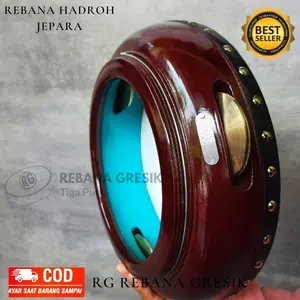 REBANA HADROH BERKUALITAS MODEL JEPARA  KAYU MANGGA  KULIT LULUR  UKURAN 28 CM KENCER KUNINGAN 1PCS Asli