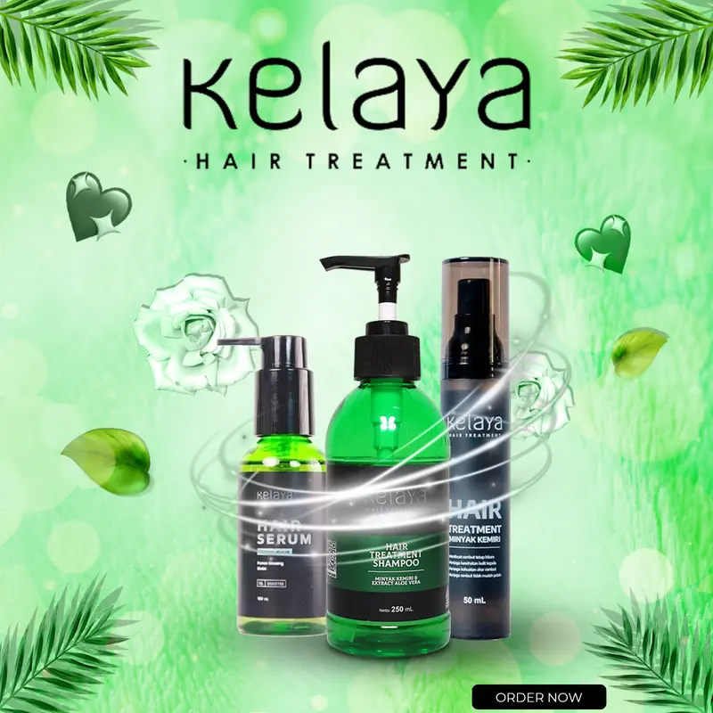 PAKET KELAYA HAIR TREATMENT Shampoo + Hair Serum + Minyak Kemiri Ekstrak Kemiri With Aloevera Original BPOM 0