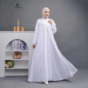 LUCY DRESS GAMIS PUTIH BERSIH BISA UNTUK UMROH BAHAN CERUTY BABYDOLL PREMIUM