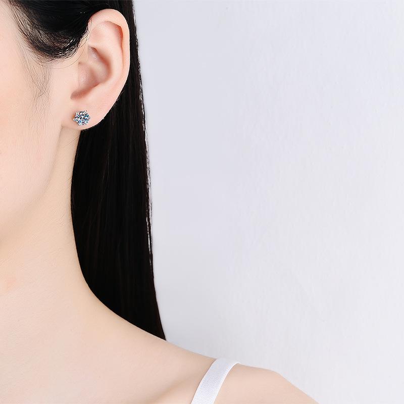 E082 Simple Six-Claw (Tiger Claws) Screw + Earplug Moissanite: Tiger Claws Tiya, Six-Claw Rhyme Match, Screw with Wind, fashion Jewelry Accessories with Multiple Styles# Screw Stable Rhyme moissanite diamond  ring diamond   ဆွဲကြိုး925 fine  silver  925 3