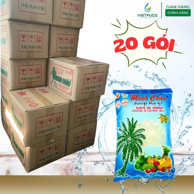  Thùng 20 Gói Thạch dừa Minh Châu tuổi thơ   20 gói x 1kg   