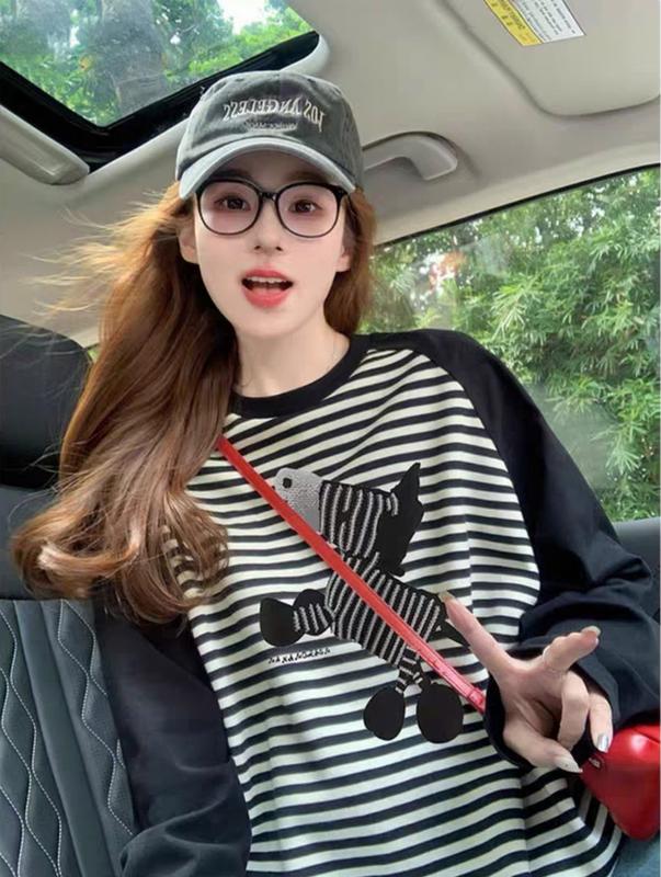 Áo Thun Nữ Dài Tay Chất Xược Mặc Thu, Đông Thời Trang, Áo Thun Dài Tay Nữ Phối Màu.