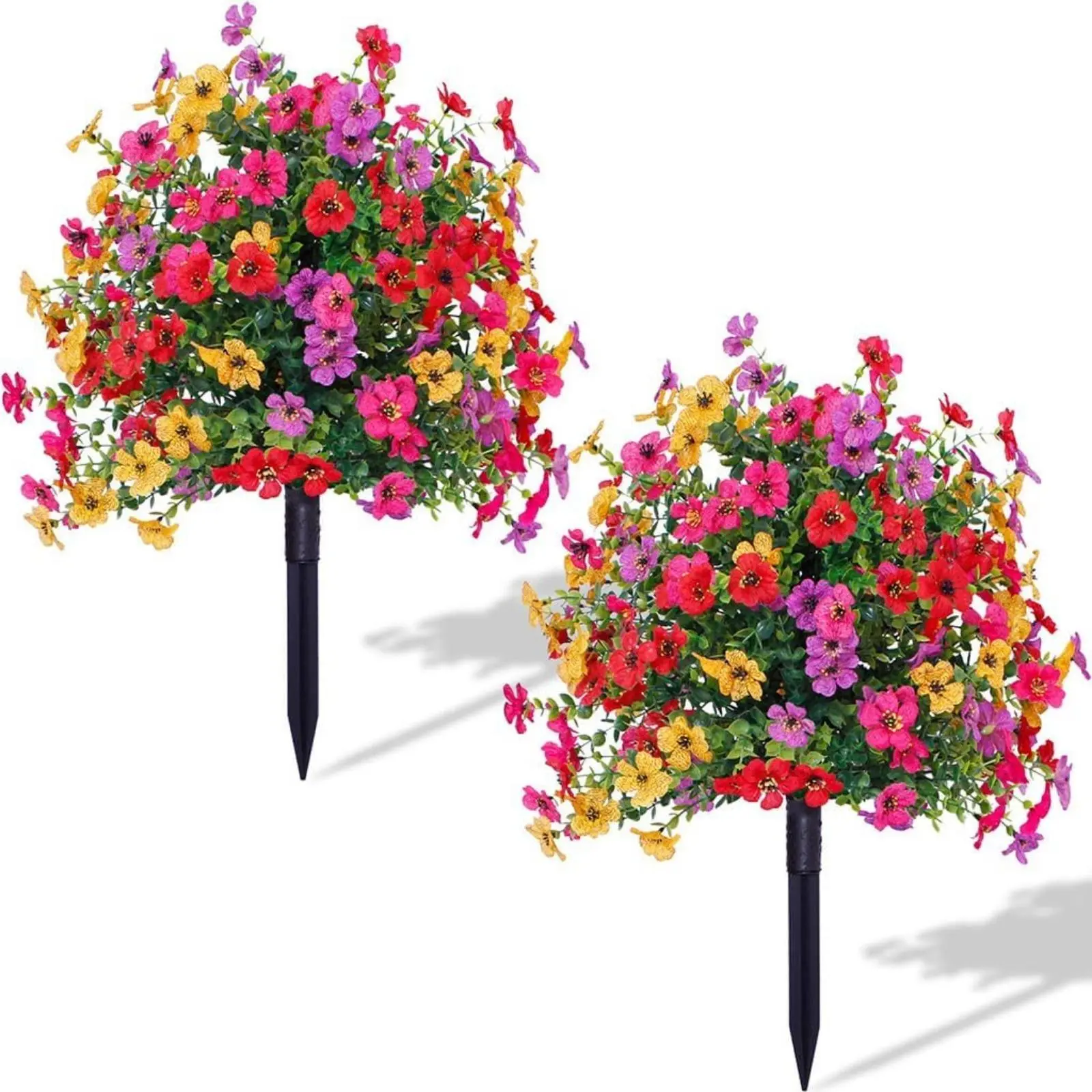 Artificial Violet Ball Topiary Tree, 1 Box Fade-resistant UV Faux Shrubs with Ground Spikes for Indoor Outdoor, Porch, Garden Decor, Fruit