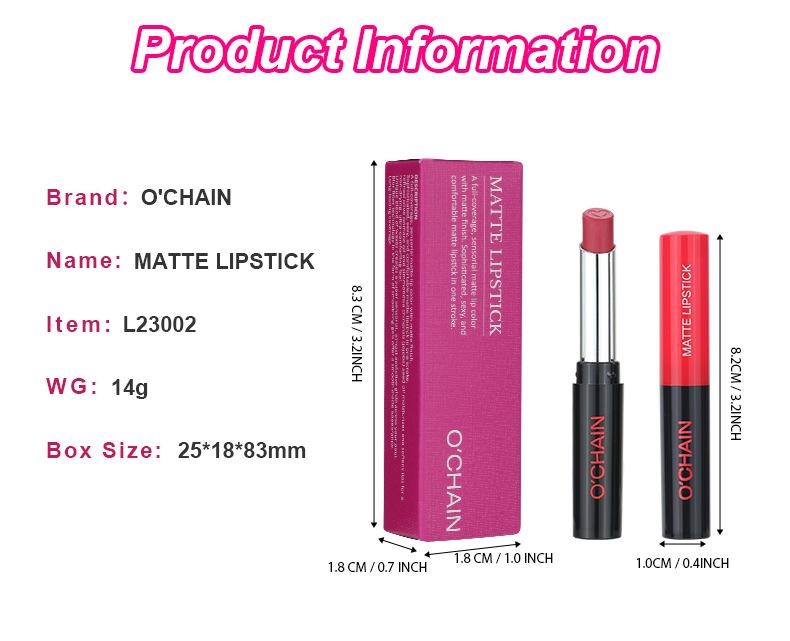 Product Introduction of Ochain Velvet Matte Lipstick Matte Surface Waterproof and Durable Non-Decolorization Non-Fading Nonstick Cup Lipstick 10