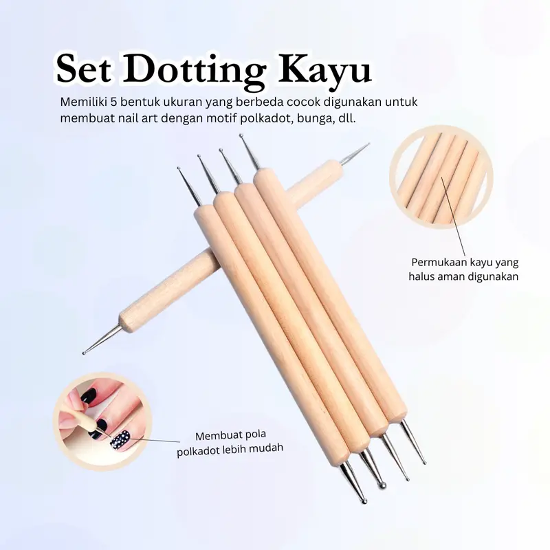 Dotting Pen (Isi 5pcs) / Dotting Tools / Dot Dotting 1PCS / Pen Dotting KAYU Nail Art Painting Kuku 0